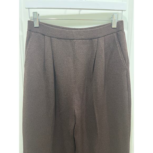 St. John Signature Santana Chocolate Brown Knit Wool Pants Sz 10 - Picture 2 of 6
